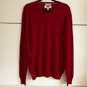 Joseph Abboud Merino Wool V-Neck Red Sweater